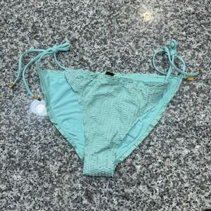 ViX Paula Hermanny Bikini Bottom Womens Large Aqua Blue Textured Brazilian Swim
